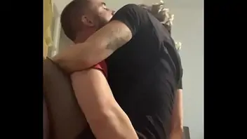 Blonde wife kissing